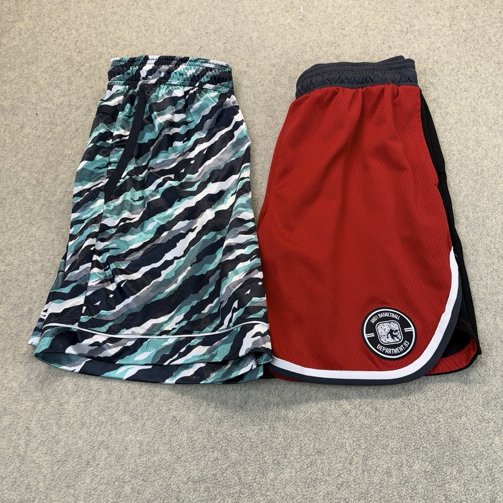 Lot of 2 AND1 Men's Large Basketball Shorts Red Black Multicolor Athletic